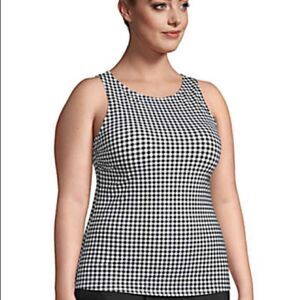 Land’s End Plus size high neck tankini black white check Various